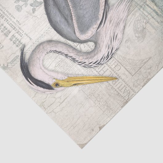 Water Lily Pond Grey Heron  ontkoppelingskunst Tissuepapier (Detail)