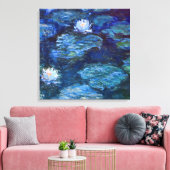 Water Lily Pond in Blue Monet Fine Art Canvas Afdruk (Insitu (Woonkamer))