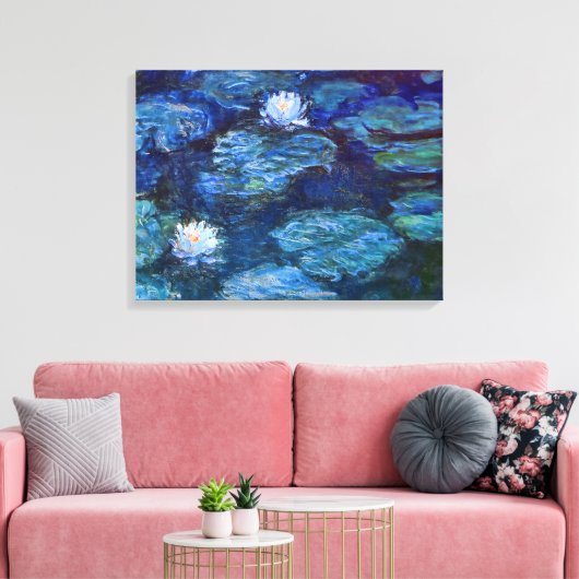 Water Lily Pond in Blue van Claude Monet Fine Art Canvas Afdruk (Insitu (Woonkamer))