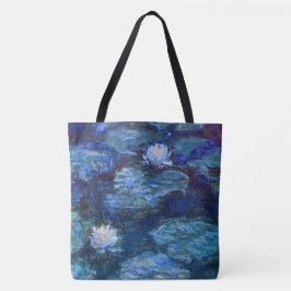 Water Lily Pond in Blue van Claude Monet Fine Art Tote Bag