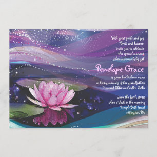 Water Lily Pond Jewish Baby Naming Invitation Kaart