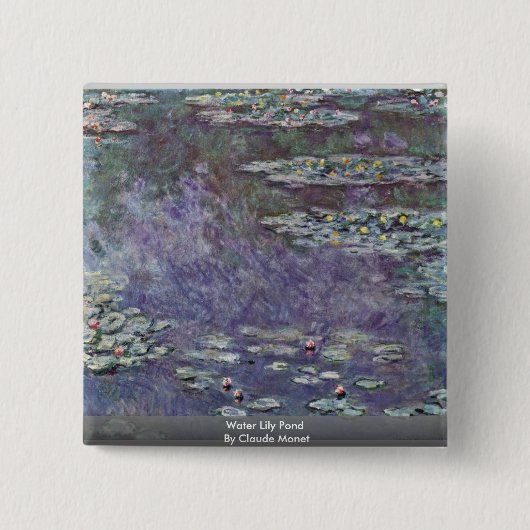 Water Lily Pond van Claude Monet Vierkante Button 5,1 Cm (Voorkant)