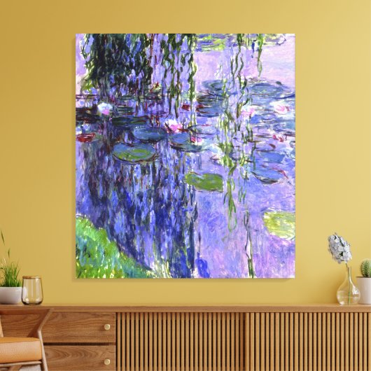 Water Lily Pond Violet Reflectie Impressionisme Canvas Afdruk (Insitu (Woonkamer))