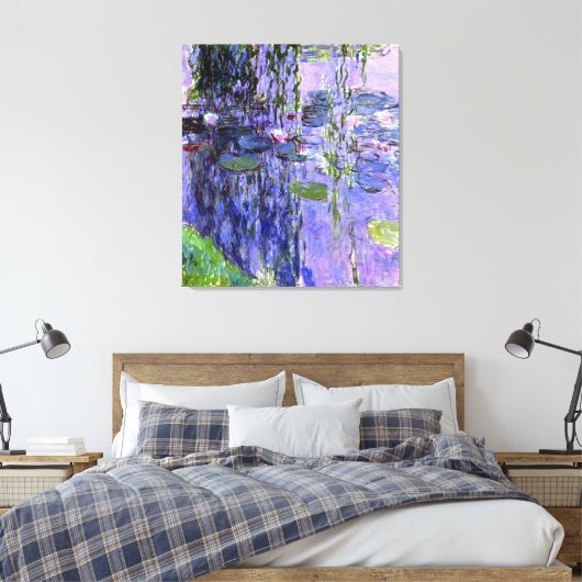 Water Lily Pond Violet Reflectie Impressionisme Canvas Afdruk (Insitu (Slaapkamer))