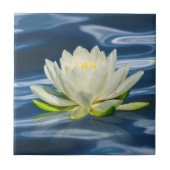 Water Lily Reflecteert op Blue Water Tile Tegeltje (Voorkant)