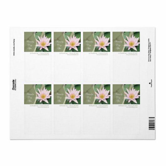Water Lily Shipping Label (Full Sheet)