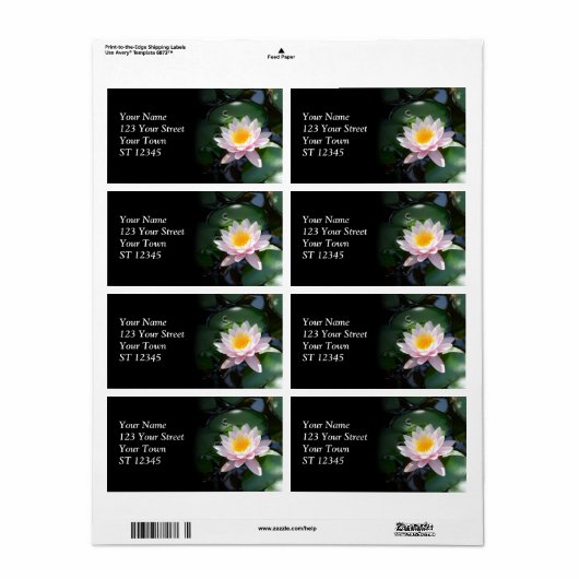 Water Lily Shipping Label (Full Sheet)