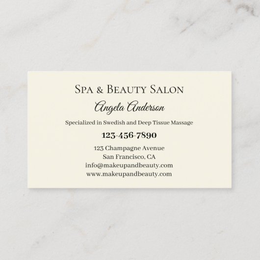 Water Lily Spa Beauty Massage Visitekaartje (Achterkant)