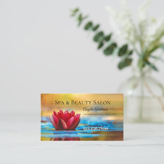 Water Lily Spa Beauty Massage Visitekaartje (Staand voorkant)