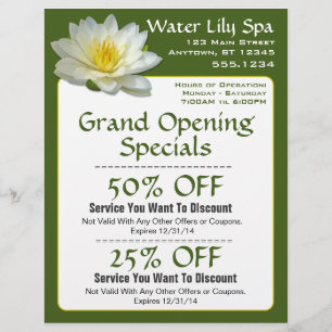 Water Lily Spa Coupon Flyer