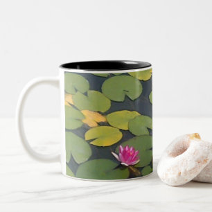Water Lily Vijver Bloem Schilderen Tweekleurige Koffiemok