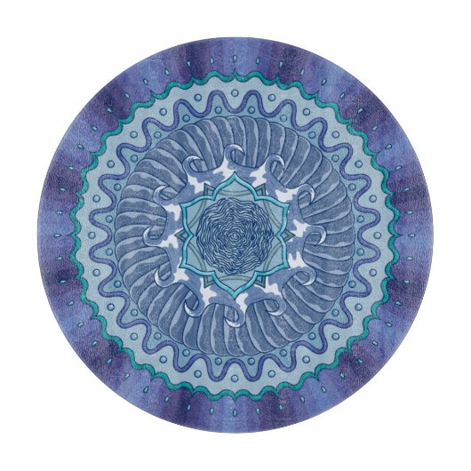 Water Mandala glazen snijplank (Voorkant)