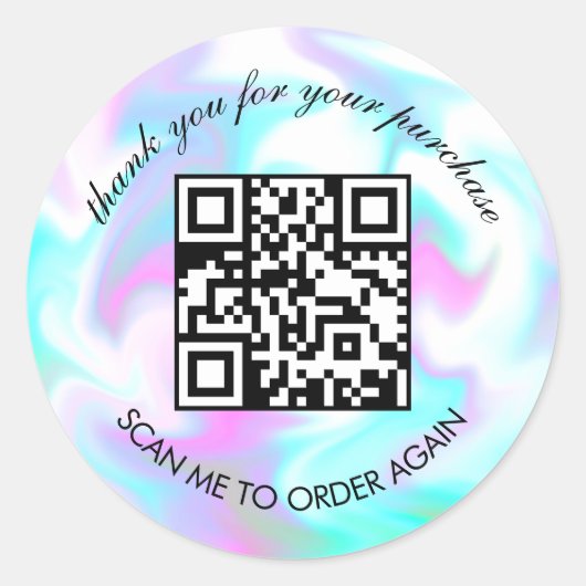 Water Marble Bedankt QR Code Boutique Zakelijk Ronde Sticker (Voorkant)