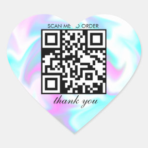 Water Marble Dank U QR Code Boutique Bedrijf  Hart Sticker