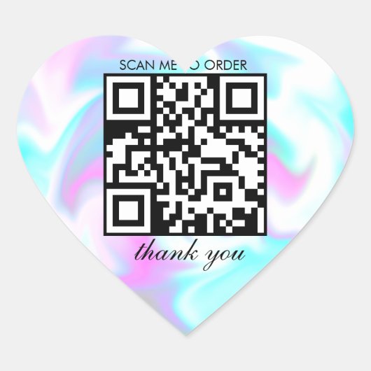 Water Marble Dank U QR Code Boutique Bedrijf  Hart Sticker (Voorkant)