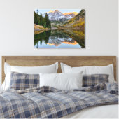 Water Maroon Bells Lake Aspen Trees Canvas Afdruk (Insitu (Slaapkamer))