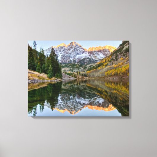 Water Maroon Bells Lake Aspen Trees Canvas Afdruk (Voorkant)
