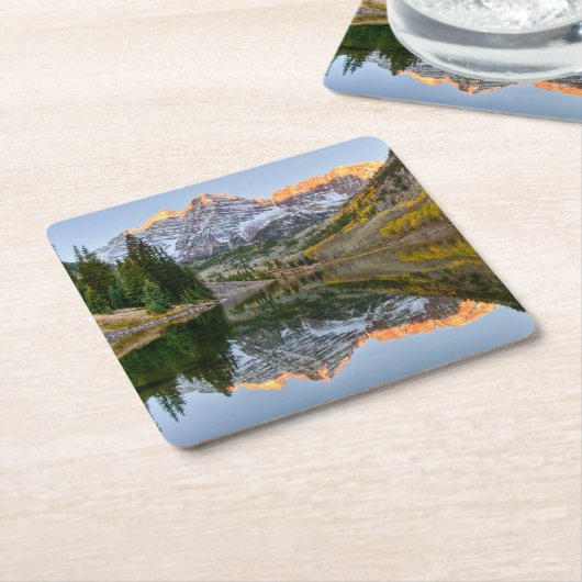 Water Maroon Bells Lake Aspen Trees Kartonnen Onderzetters (Schuin)