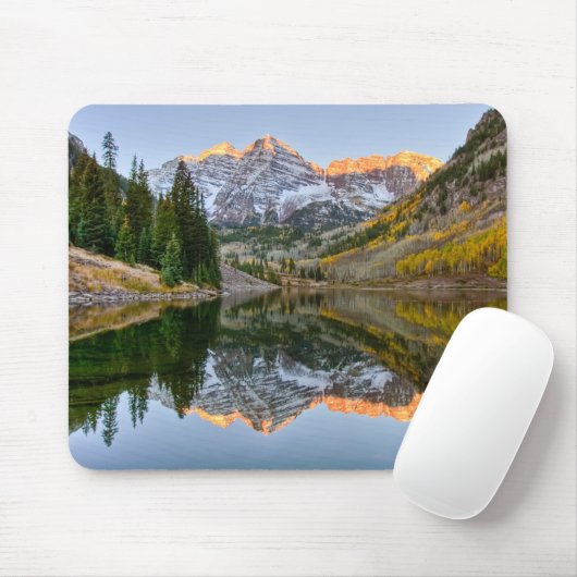 Water Maroon Bells Lake Aspen Trees Muismat (Met muis)