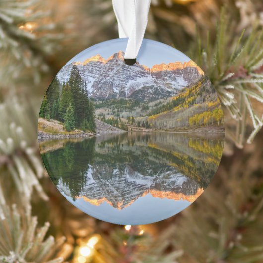 Water Maroon Bells Lake Aspen Trees Ornament (Boom)