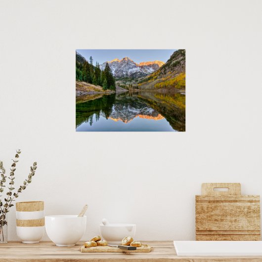 Water Maroon Bells Lake Aspen Trees Poster (Keuken)