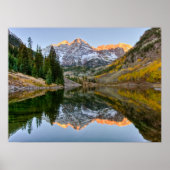 Water Maroon Bells Lake Aspen Trees Poster (Voorkant)