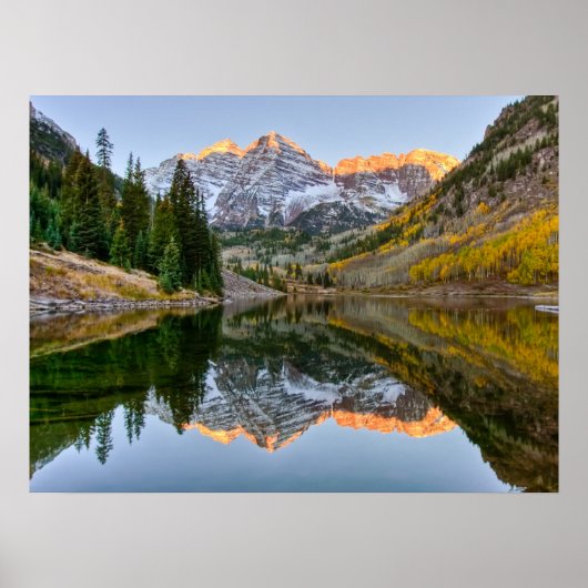 Water Maroon Bells Lake Aspen Trees Poster (Voorkant)