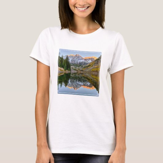 Water Maroon Bells Lake Aspen Trees T-shirt (Voorkant)