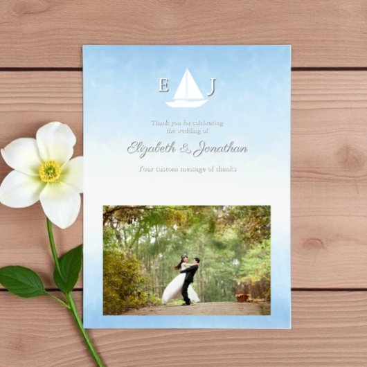 Water Meets Sky Watercolor Wedding Bedankkaart