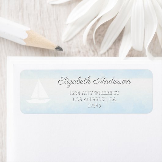 Water Meets Sky Watercolor Wedding Etiket (Insitu)
