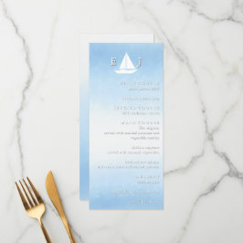 Water Meets Sky Watercolor Wedding Menu