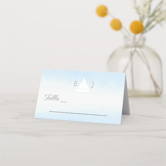 Water Meets Sky Watercolor Wedding Plaatskaartje (Voorkant)