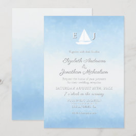 Water Meets Sky Watercolor Wedding Reception Kaart