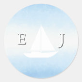 Water Meets Sky Watercolor Wedding Ronde Sticker (Voorkant)