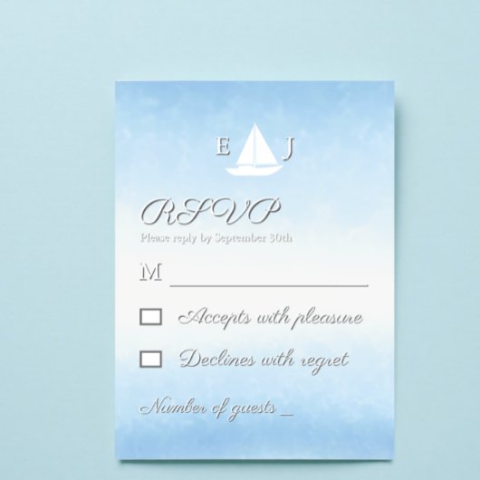 Water Meets Sky Watercolor Wedding RSVP Kaartje