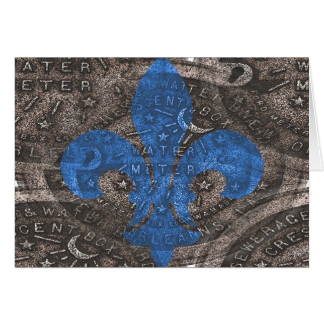Water Meter deksel met blauwe Fleur De Lis (Voorkant Horizontaal)