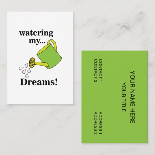Water Mijn Dromen Gietkan Visitekaartje (Voorkant / Achterkant)