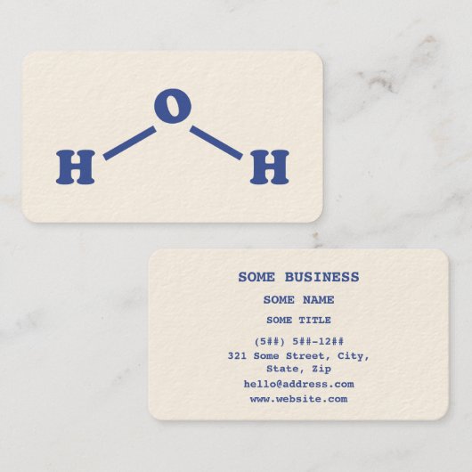 Water Molecular Chemical Formula Visitekaartje (Voorkant / Achterkant)