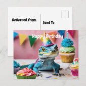 Water Monitor hagedis dragen verjaardagsfeestje pe Briefkaart (Voorkant / Achterkant)