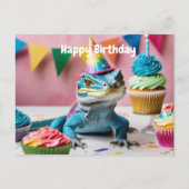 Water Monitor hagedis dragen verjaardagsfeestje pe Briefkaart (Voorkant)