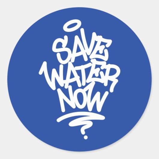 Water nu opslaan ronde sticker (Voorkant)