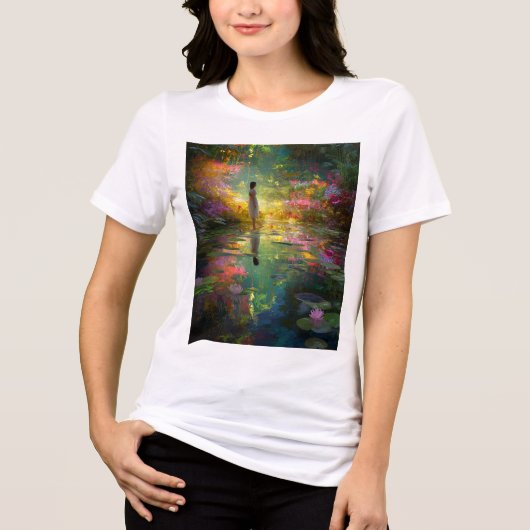 Water Nymph By a Magic Pond Tri-Blend Shirt (Voorkant)