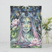 Water Nymph Lily Fairy Elf Fantasy Art Kaart (Staand voorkant)