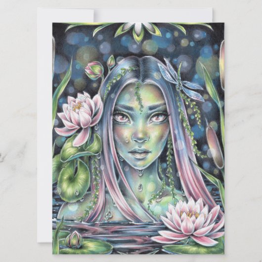 Water Nymph Lily Fairy Elf Fantasy Art Kaart (Voorkant)
