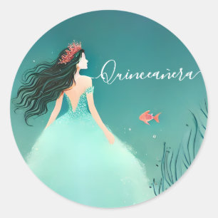 Water oceaan vissen leven onder het Zee Quinceaner Ronde Sticker