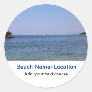 Water Ocean Beach Foto Naam toevoegen Tekst Plaats Ronde Sticker