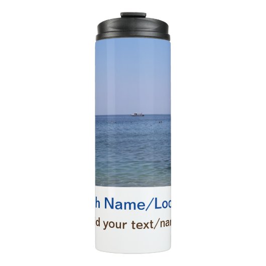 Water Ocean Beach Foto Naam toevoegen Tekst Plaats Thermosbeker (Voorkant)