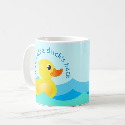 'Water Off A Duck's Back' Schattigee Rubber Ducks  Koffiemok (Voorkant links)