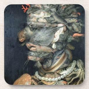 Water, olie op doek, Arcimboldo, Giuseppe Bier Onderzetter