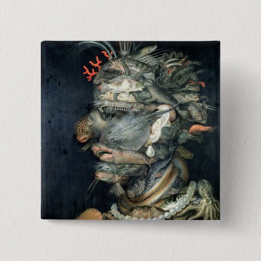 Water, olie op doek, Arcimboldo, Giuseppe Vierkante Button 5,1 Cm (Voorkant)